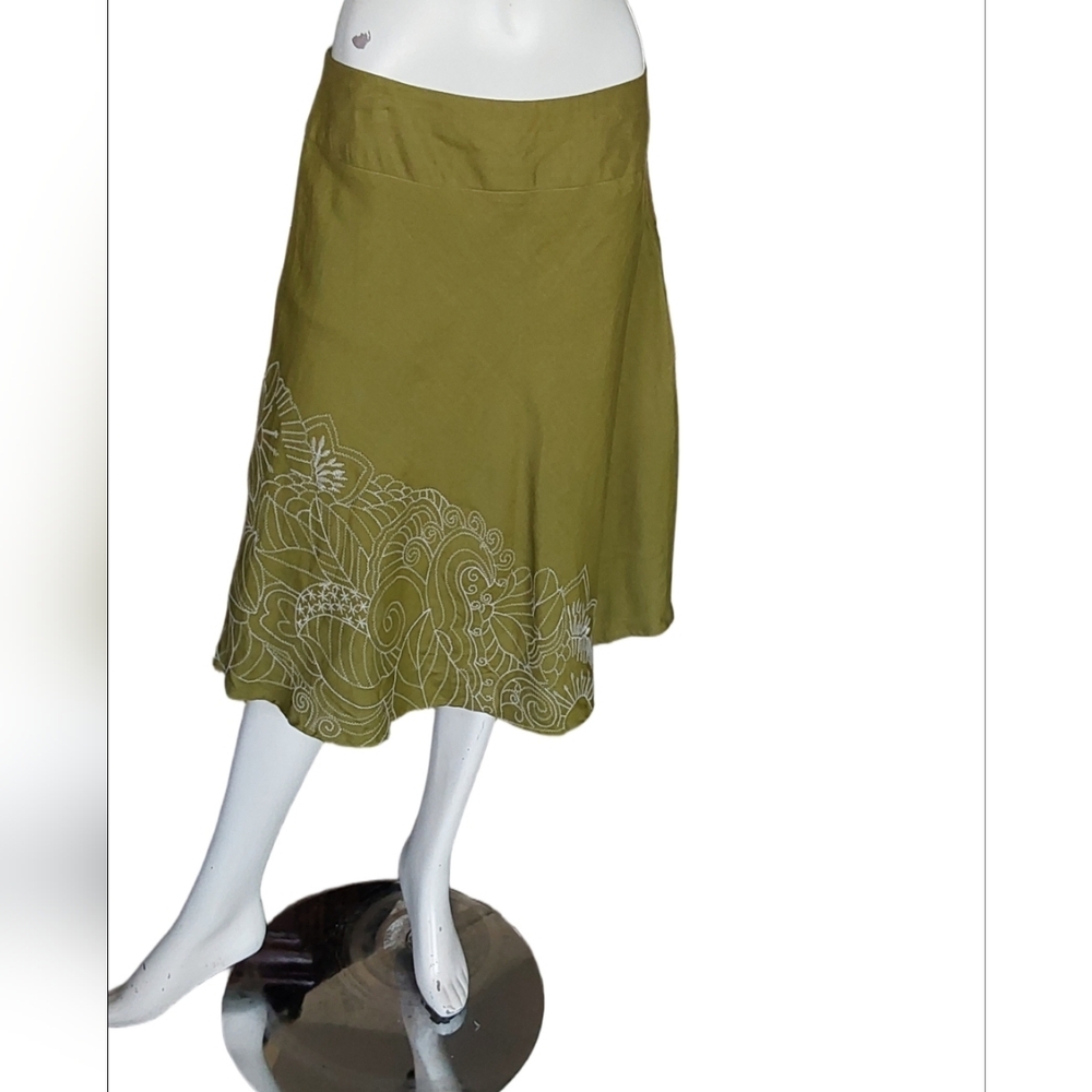Olive Green Floral Women's Skirt